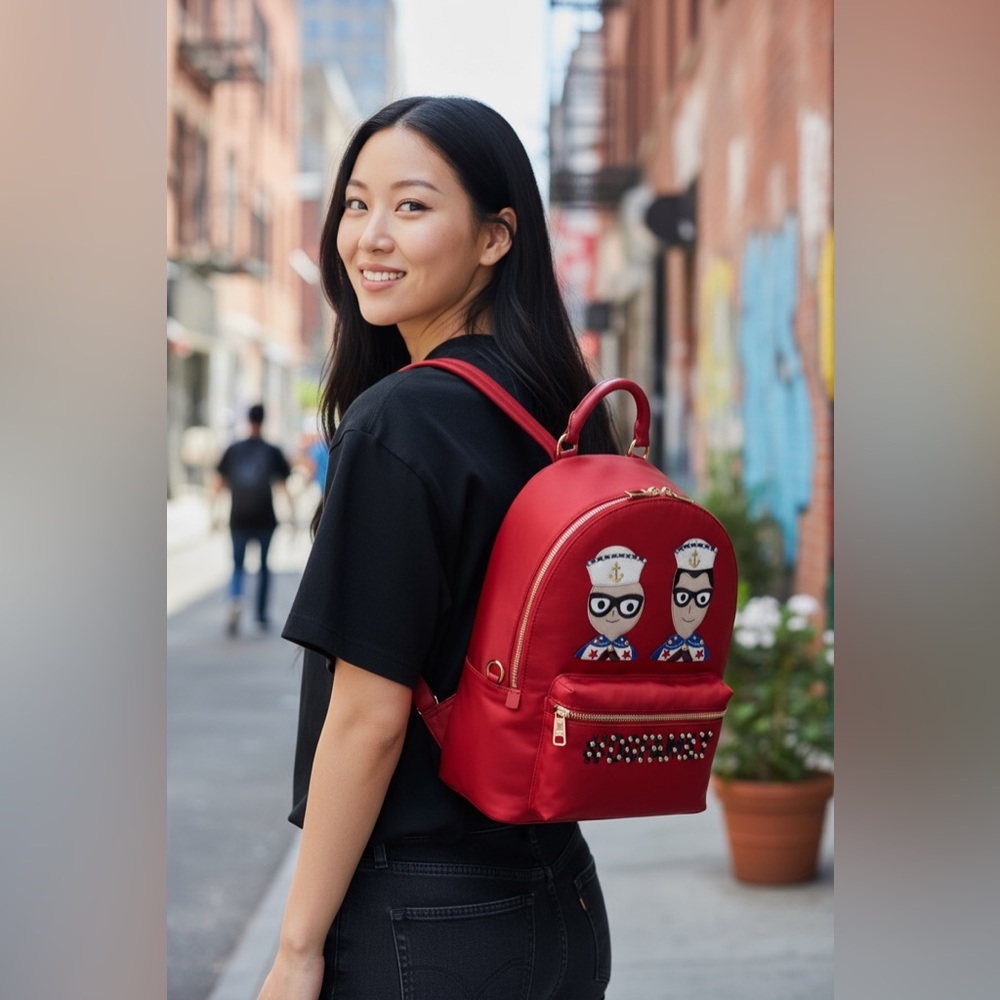 NWT $1673 Leather -Nylon Dolce & Gabbana Vulcano Women’s  Backpack - Picture 6 of 16